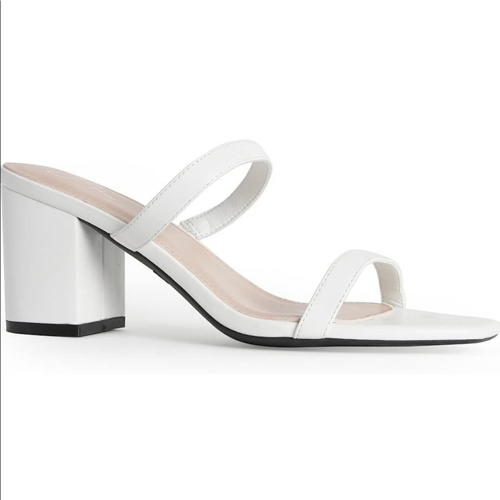 J. Adams White Square Toe Strap Heel